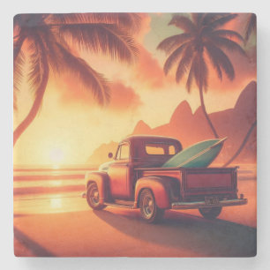 vintage tropischer/hawaiianischer Surf-Truck Steinuntersetzer