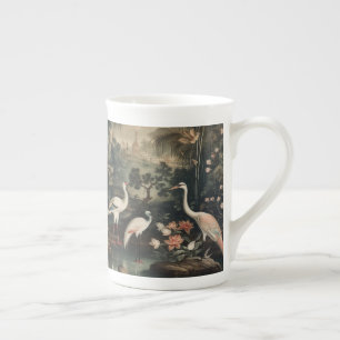 Vintage-Tropischer-Kranich-&-Palast-Bone-China-Bec Prozellantasse