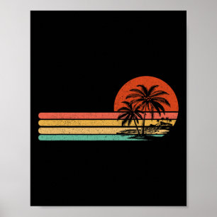 Vintage Tropischer Retro Sonnenuntergang Strand Pa Poster
