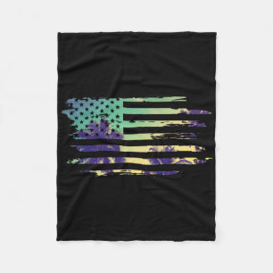 Vintage-Tropischer-Sommerurlaub-und-USA-Flagge-Str Fleecedecke