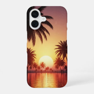 Vintage Tropischer Sonnenuntergang iPhone 16 Hülle