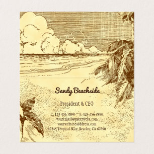 Vintage-Tropischer-Strand Individuelle gefaltete V Visitenkarten