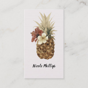 Vintage Tropisches Ananas Hibiskus Floral Chic Visitenkarte