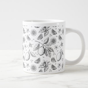 Vintage-Tropisches-Frucht-Zitronen-Blumenmuster Jumbo-Tasse