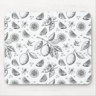 Vintage-Tropisches-Frucht-Zitronen-Blumenmuster Mousepad