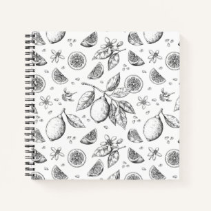 Vintage-Tropisches-Frucht-Zitronen-Blumenmuster Notizbuch