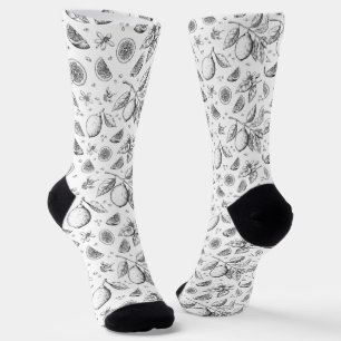 Vintage-Tropisches-Frucht-Zitronen-Blumenmuster Socken