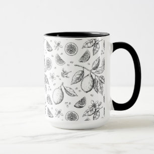 Vintage-Tropisches-Frucht-Zitronen-Blumenmuster Tasse