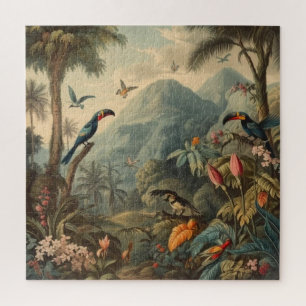 Vintage-Tropisches-Paradies-Tukan und Regenwald Puzzle