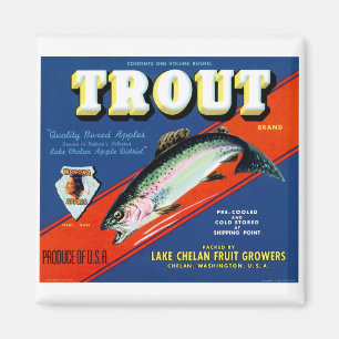 Vintage Trout Brand Apfel Etikett Magnet