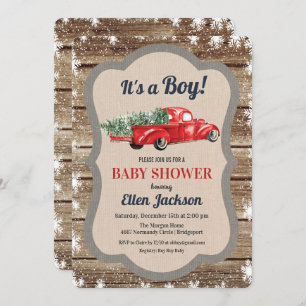 Vintage Truck Boy Baby Shower Snowflake Einladung