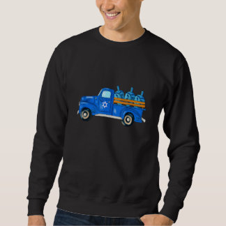 Vintage Truck Farmhouse Happy Hanukkah Jewish Holi Sweatshirt