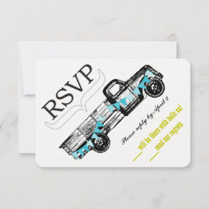 Vintage Truck RSVP Getting Hitched Retro RSVP Karte
