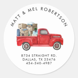 Vintage Truckadresse für Wasserfarben Runder Aufkleber