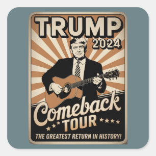 Vintage TRUMP 2024 Rocks COMEBACK TOUR Quadratischer Aufkleber