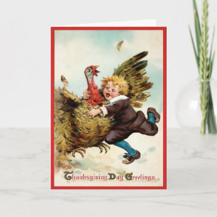 Vintage Truthahn-Tackle-Thanksgiving Feiertagskarte