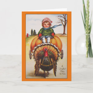 Vintage-Truthahn-Tag-Illustration Thanksgiving-Kar Feiertagskarte
