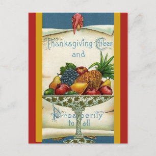Vintage Truthahn Wohlstand Gruß Thanksgiving Postkarte