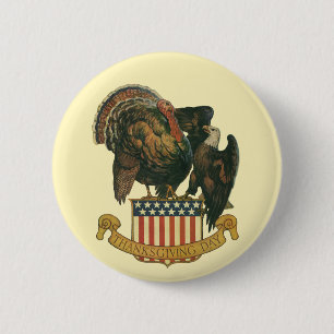 Vintage-Truthahn zu Thanksgiving, Adler, amerikani Button