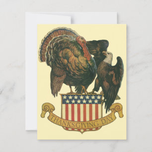 Vintage Truthahn zu Thanksgiving, Adler, amerikani Einladung