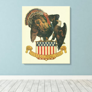 Vintage Truthahn zu Thanksgiving, Adler, amerikani Leinwanddruck