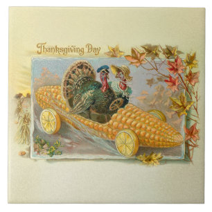 Vintage Truthähne im Maiskolben-Auto Fliese