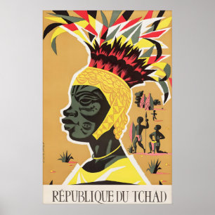 Vintage-Tschad-Reiseposter République Du Tchad Poster