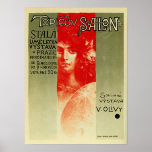 Vintage Tschechische Kunstsalon-Ausstellung Prag Poster