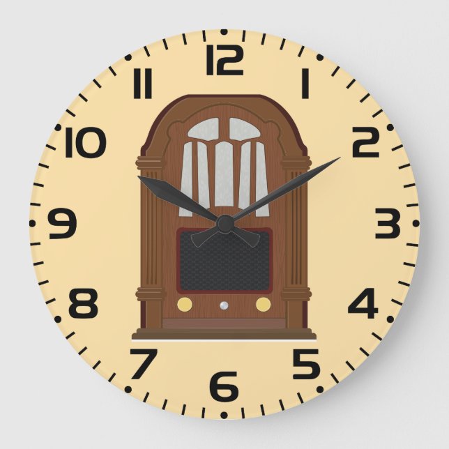 Vintage Tube Radio Antique Wooden Stereo Große Wanduhr (Vorderseite)