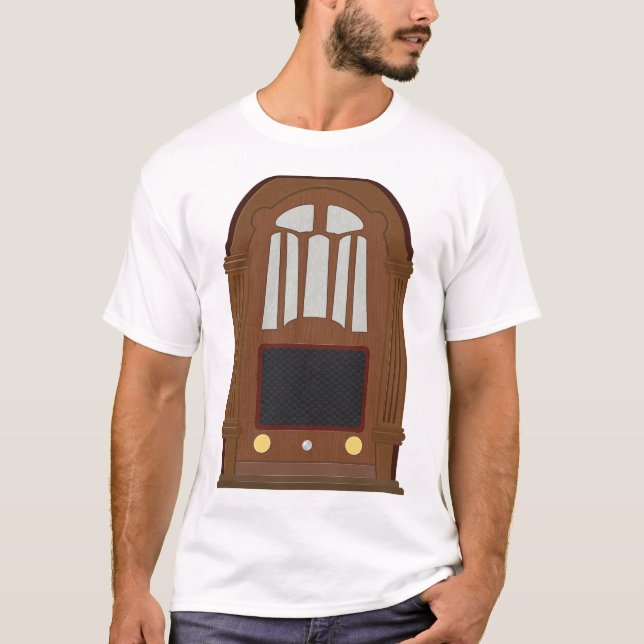 Vintage Tube Radio Antique Wooden Stereo T-Shirt (Vorderseite)