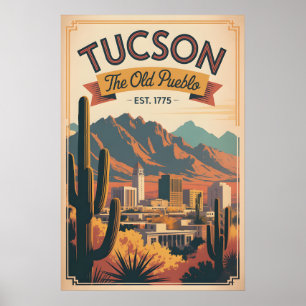 Vintage Tucson Arizona Retro-Reise Poster