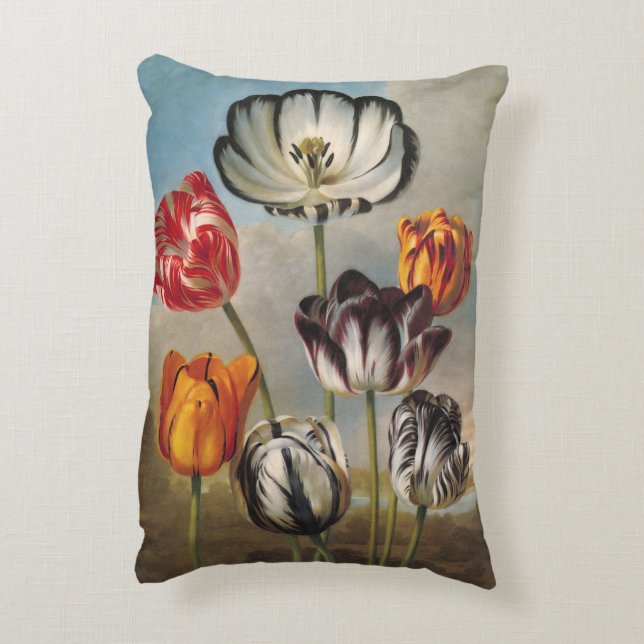 Vintage Tulip-Blume in einer Landschaft Dekokissen (Rückseite(Vertikal))