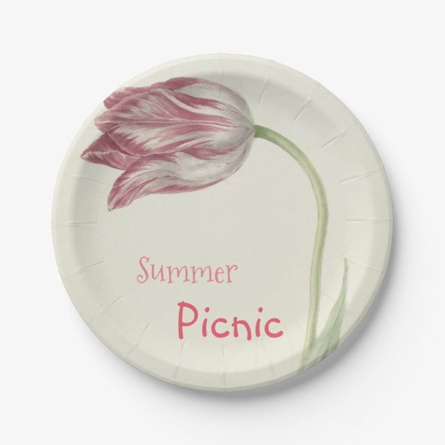 Vintage Tulip - Sommer-Picnic-Papierplatte Pappteller (Vorderseite)