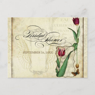 Vintage Tulips Angel Wings Roter Tee Einladungspostkarte