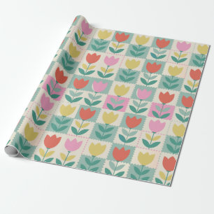 Vintage Tulips Muster Geschenkpapier