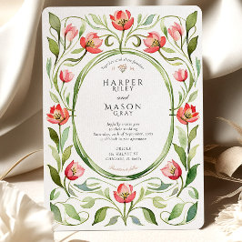 Vintage-Tulpen-Aquarell-Hochzeit Einladung