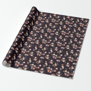 Vintage Tulpen, dunkel, lila Hintergrund Geschenkpapier