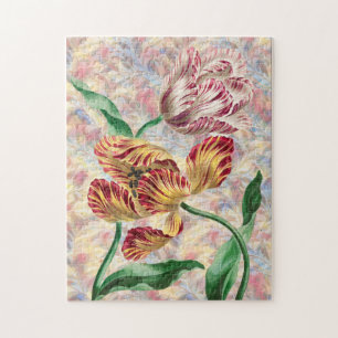 Vintage Tulpen-Paar-Kunstpuzzle im Retro-Stil Puzzle