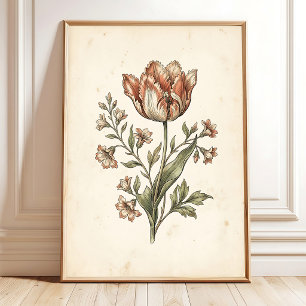 Vintage-Tulpen-Papageien-Botanik-Galerie-Kunst Poster