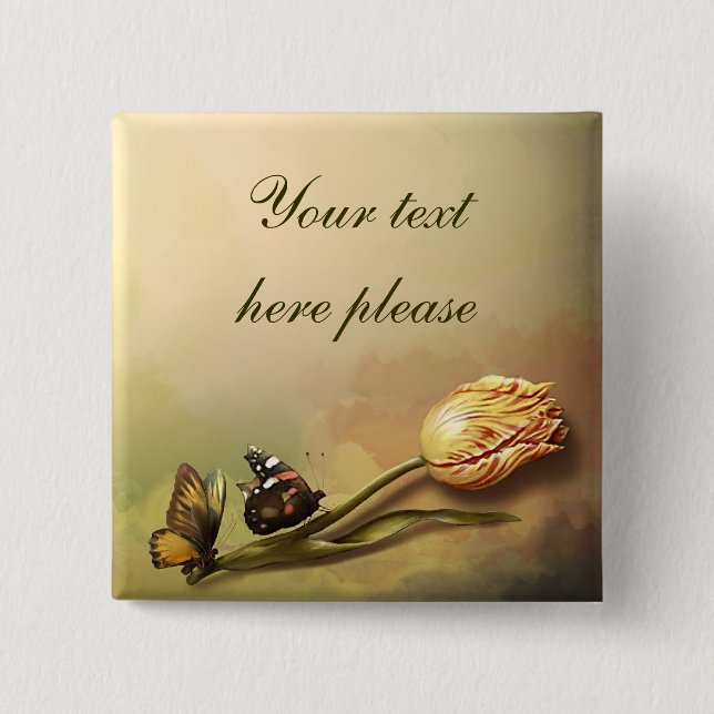 Vintage Tulpenschaltfläche Button (Vorderseite)