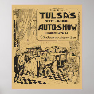 Vintage Tulsa 1922 Automobilausstellungs-Zeitungsa Poster