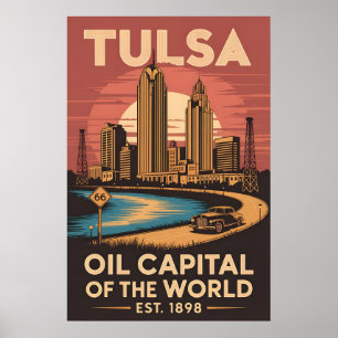 Vintage Tulsa Oklahoma Ölhauptstadt der Welt Poster