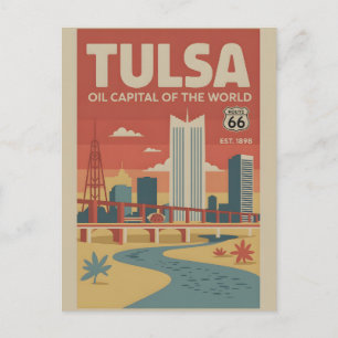 Vintage Tulsa Oklahoma Ölhauptstadt der Welt Postkarte