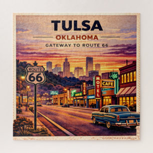 Vintage Tulsa Oklahoma Route 66 Reisebild Puzzle