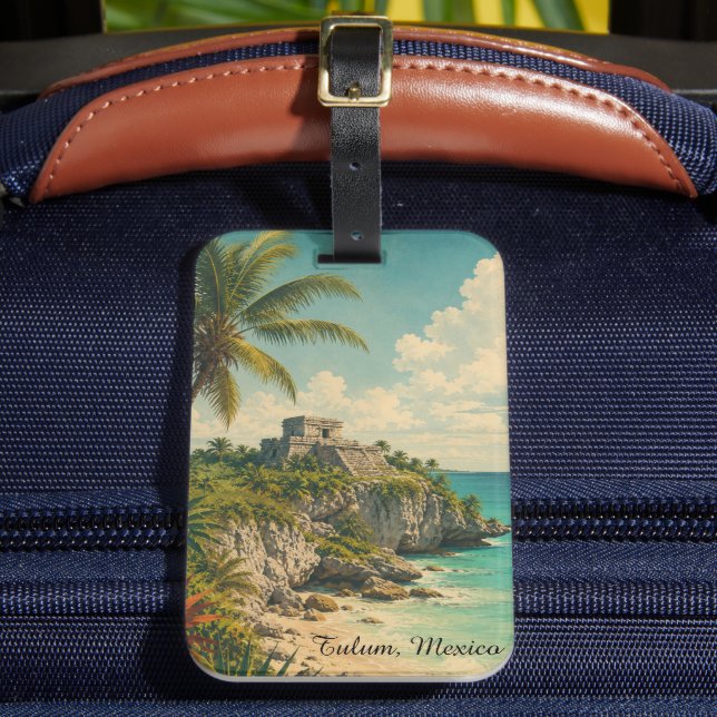 Vintage Tulum Mexiko Gepäckanhänger (Vorderseite Insitu 2)