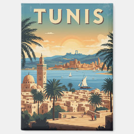 Vintage Tunis Tunisia Travel Magnet