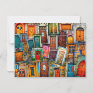 Vintage-Tür-Kunst Reise-Immobilienmakler Postkarte
