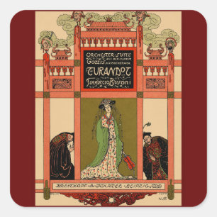 Vintage Turandot Oper Art Nouveau  Quadratischer Aufkleber