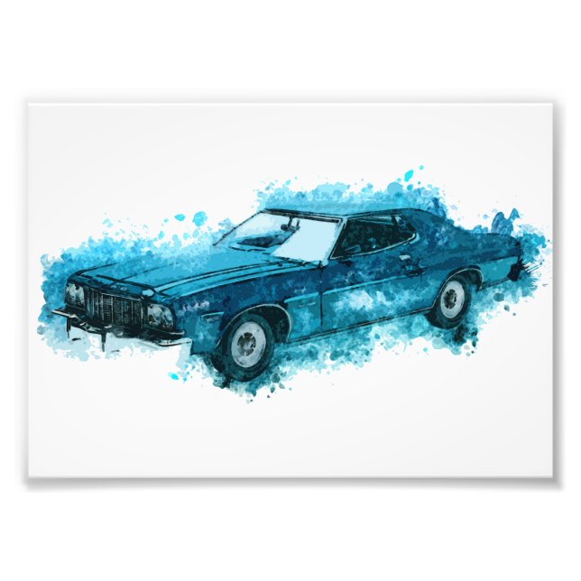 Vintage Turbo Drift für Muskel-Frisierte Auto Fotodruck (Vorne)