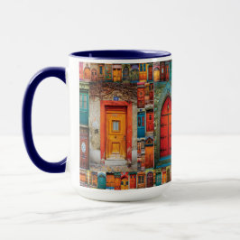 Vintage Türen des World Pattern Blue Modern Tasse